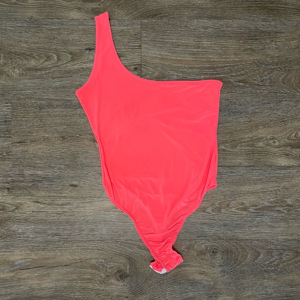 Pink, Single- Shoulder Bodysuit